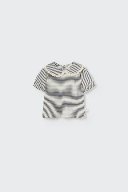 Cozmo Beca Organic T-shirt S- treep Navy - Afbeelding 2