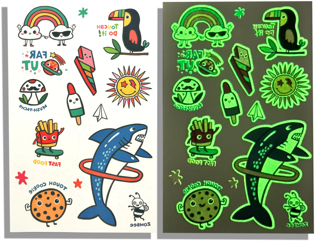 ooly tattoo palooza temporary glow tattoos bright funny 3 sheets.png